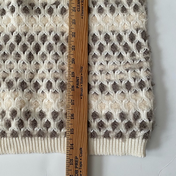 STEFANEL Winter Sweater Women, Light Color cream , white size M Honeycomb design - Picture 7 of 16